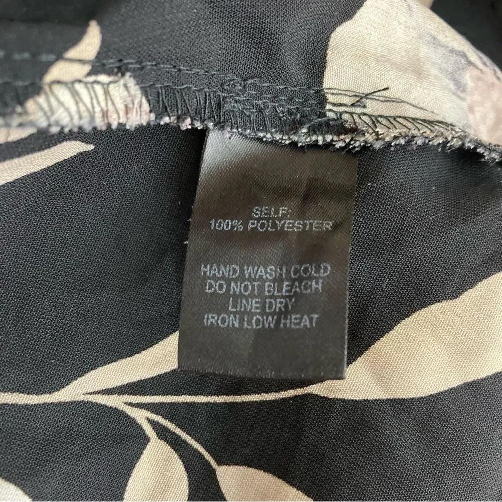 Lulus Cropped Cropped Cape Draped Blouse Size Small Black Tan Floral Split Back